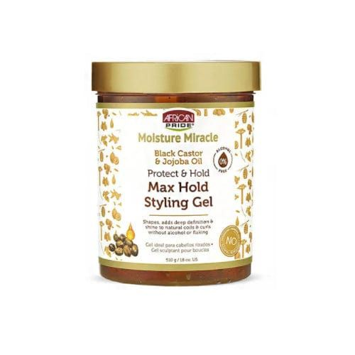 AFRICAN PRIDE - MOISTURE MIRACLE BLACK CASTOR & JOJOBA OIL MAX HOLD STYLING GEL - 510G
